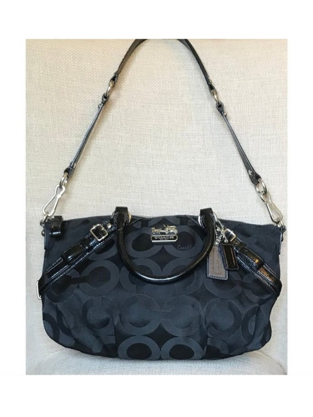 Coach Madison Signature Satchel Shoulder Bag Op Art Sateen Purse